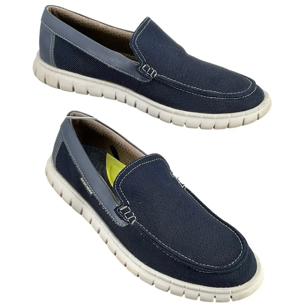 Skechers Men Moreway Chapson Navy Loafer Goga Mat Arch Air Cooled Comfort  S 13